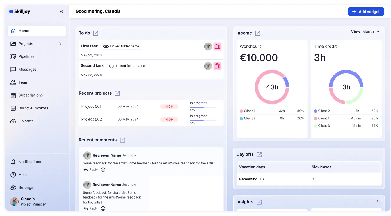 Skilljoy dashboard